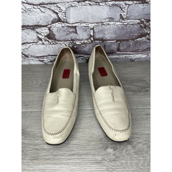 Munro American Ivory Cream Leather Slip On Heel Loafers Women Sz 9M US/39.5EU - Picture 11 of 16